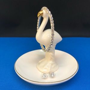 Faux Crystal Silvertone Earrings & Bracelet